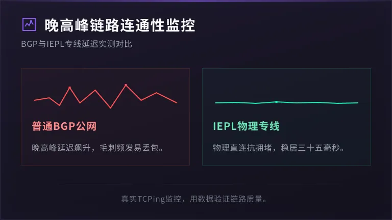 日本专线服务器晚高峰Ping值与TCPing监控