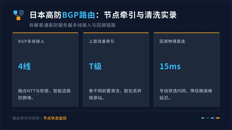 日本普通高防服务器复杂的BGP路由节点