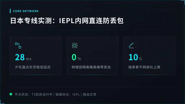 日本专线服务器优势在哪？实测IEPL内网直连防丢包