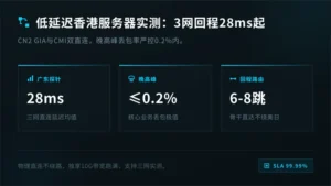 低延迟香港服务器实测：3网回程28ms起
