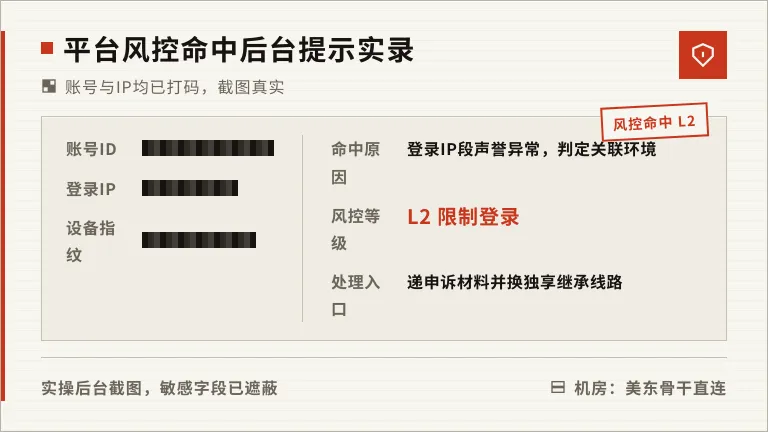住宅ip代理挂云电脑:2026跨境店铺防关联压测记录 3 平台风控命中后的后台提示