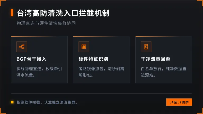 台湾高防机房清洗集群入口拦截示意图 