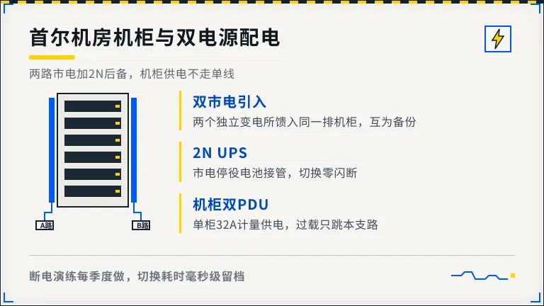 首尔机房机柜与双电源配电实拍