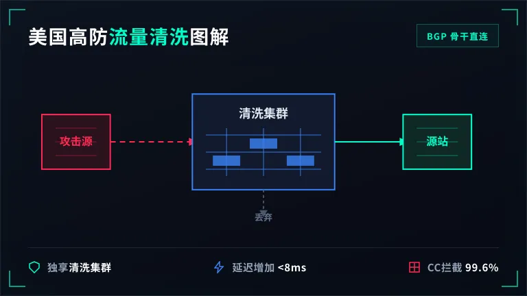 美国高防服务器清洗牵引示意图