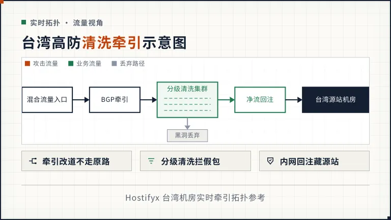 台湾高防服务器清洗牵引示意图 