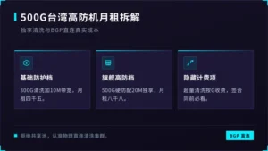 台湾高防服务器多少钱一个月？500G防护机租金算给你看