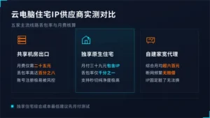 云电脑挂住宅ip价格对比:5家供应商丢包与月费