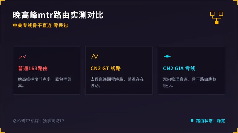 美国高防服务器晚高峰mtr路由对比