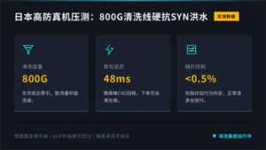 日本高防服务器DDoS防护真机压测：800G清洗线扛住SYN洪水